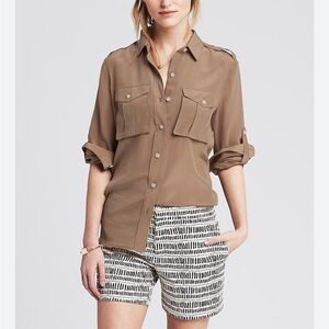 Banana Republic Heritage Collection Limited Edition Silk Safari Blouse, Camel, M
